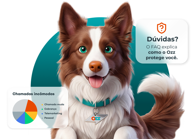 Ozz, mascote do app, com círculo teal